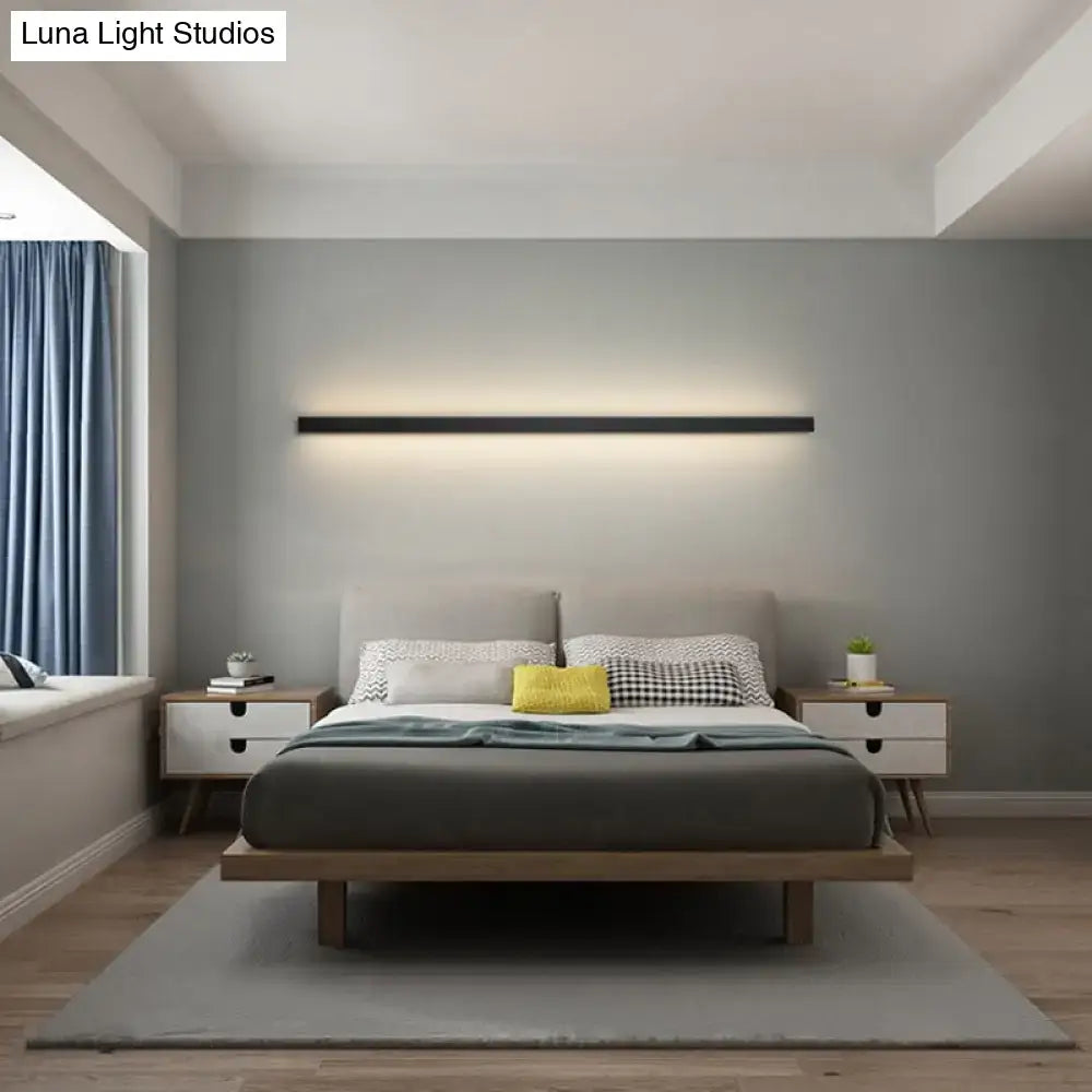 Modern black linear flush mount wall sconce – hallway light