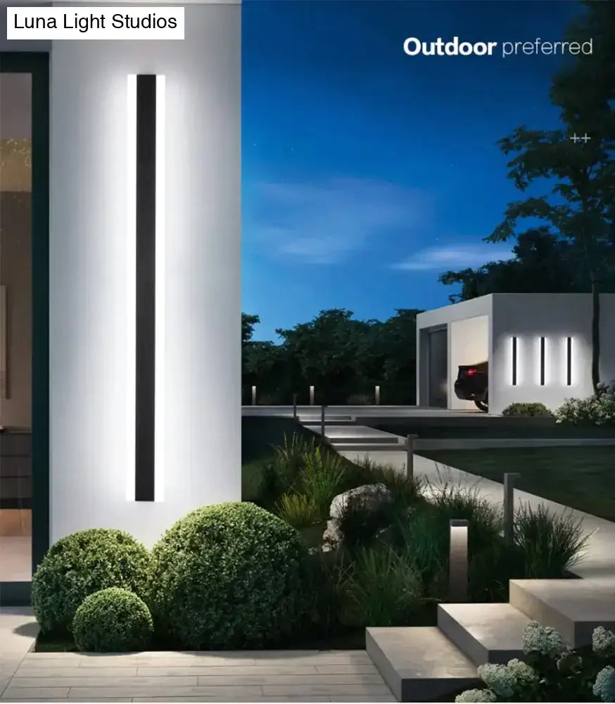 Modern black linear led wall mounted lamp garden outdoor sconce