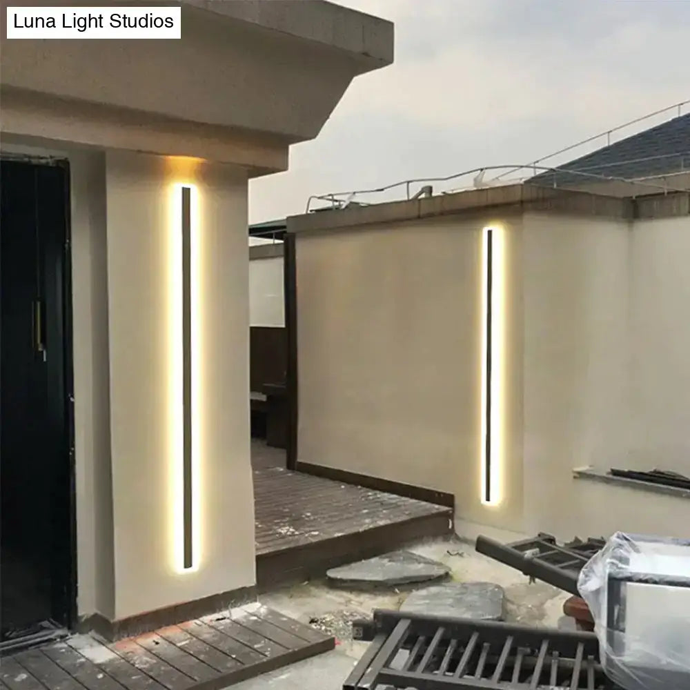 Modern black linear led wall mounted lamp garden outdoor sconce