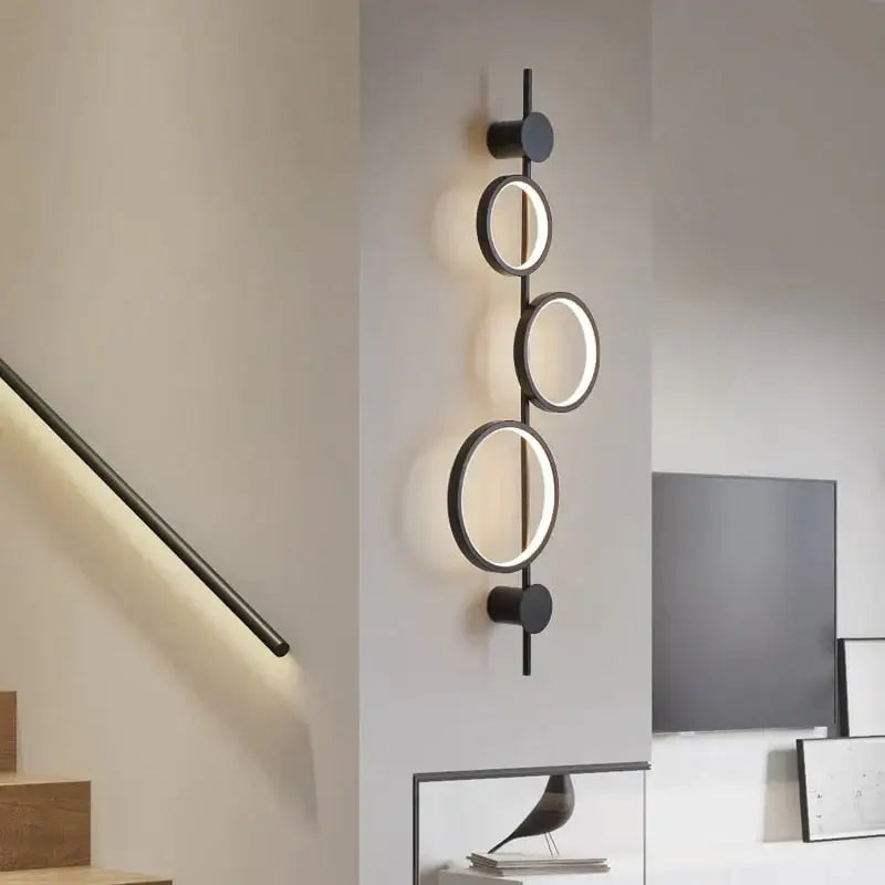 Modern black linear long led wall light living room sconce