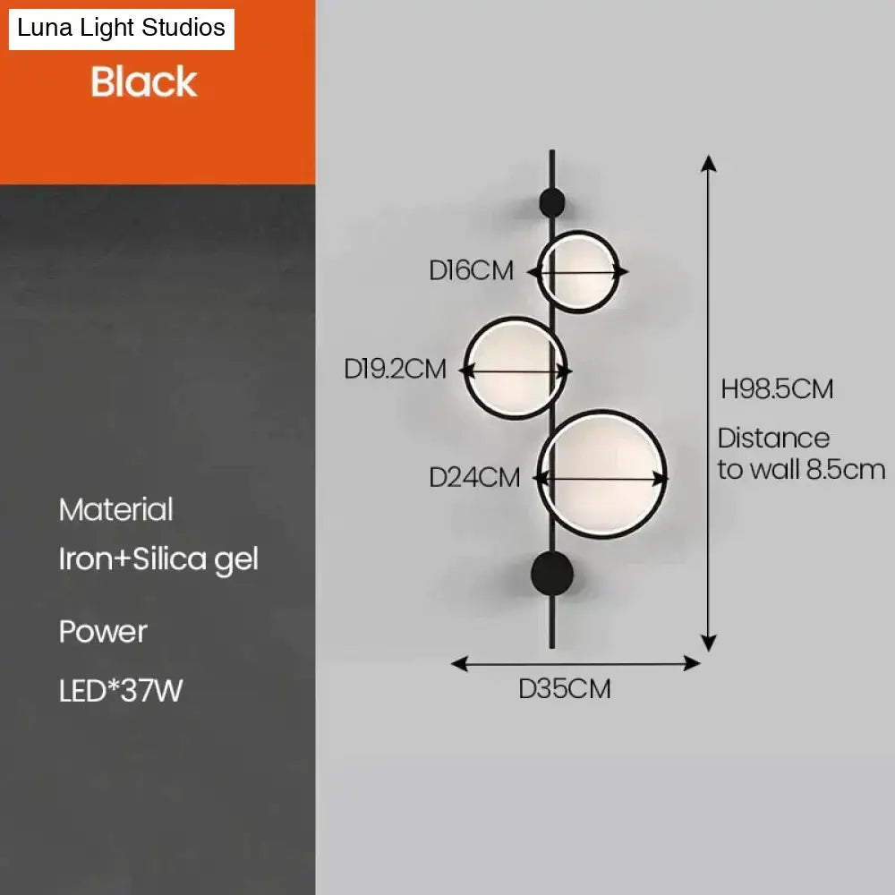 Modern black linear long led wall light living room sconce