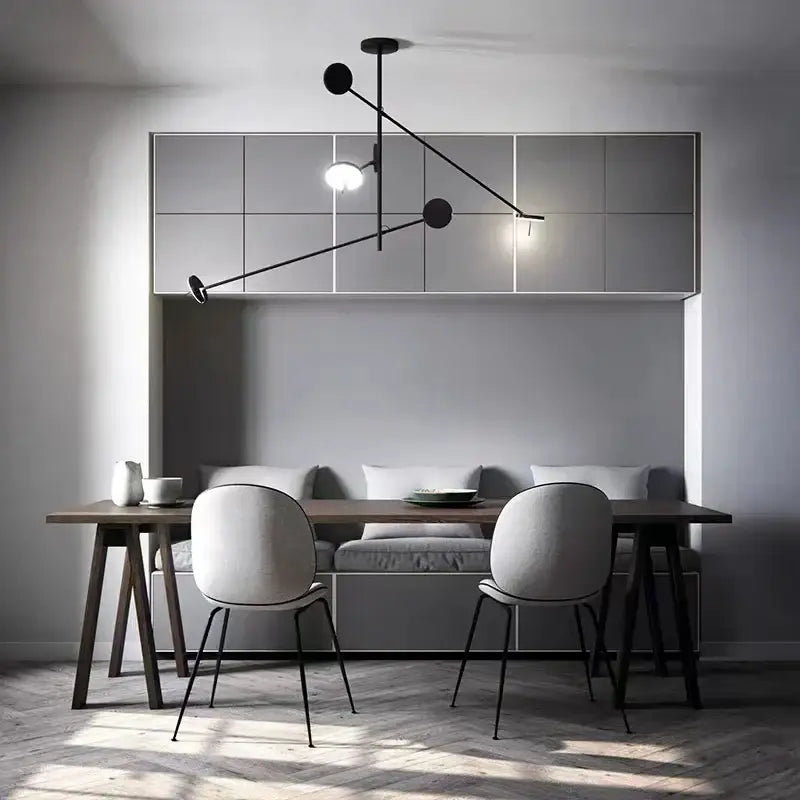 Modern black metal led chandelier living room spherical light