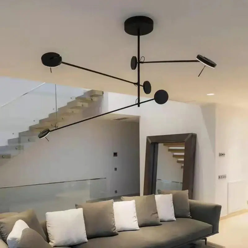 Modern black metal led chandelier living room spherical light