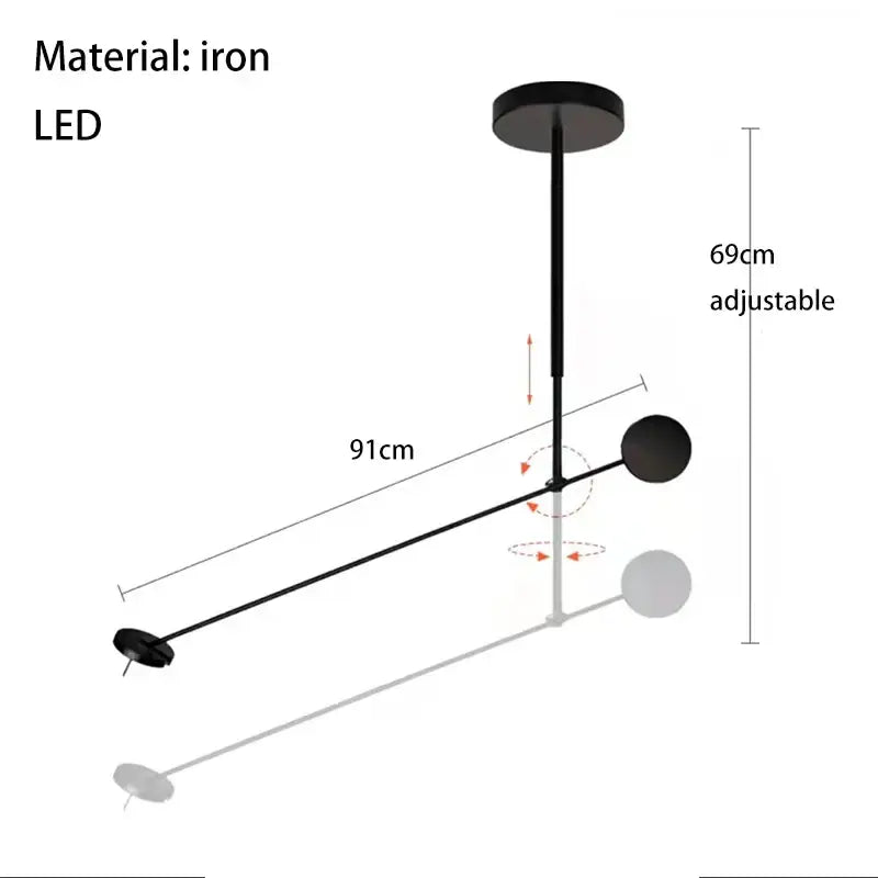 Modern black metal led chandelier living room spherical light