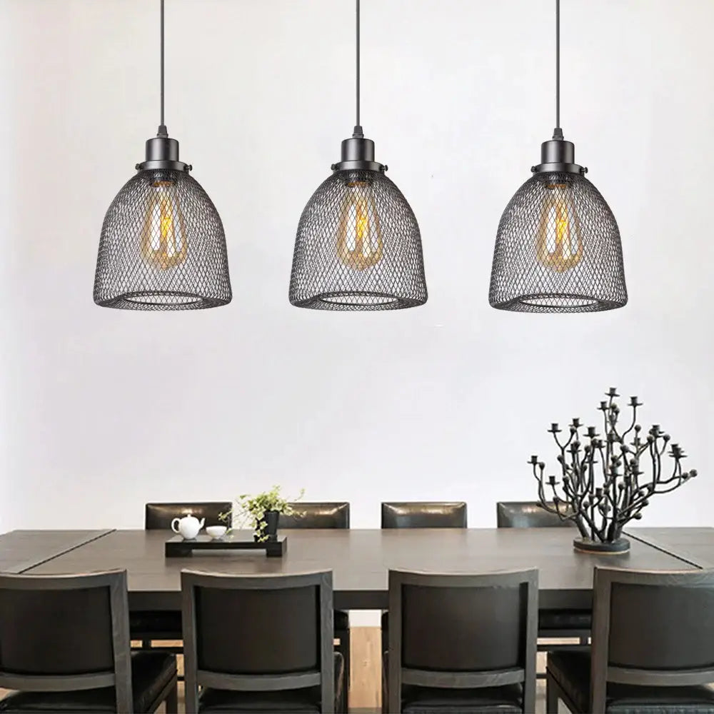 Modern black metal mesh pendant light chandelier for dining room