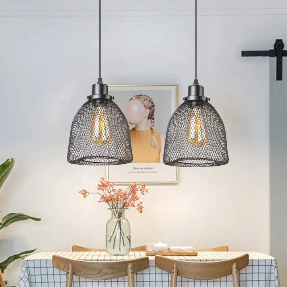 Modern black metal mesh pendant light chandelier for dining room
