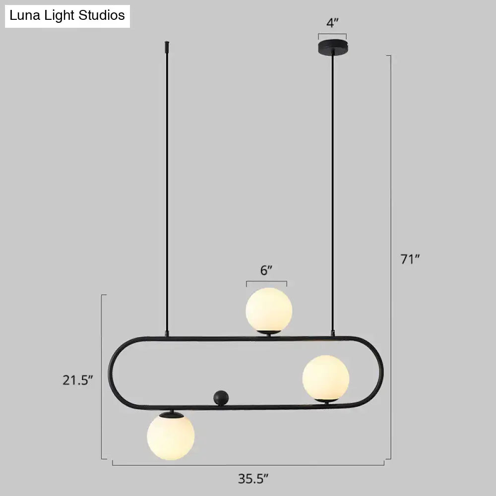 Modern black metal oblong island light – kitchen glass fixture