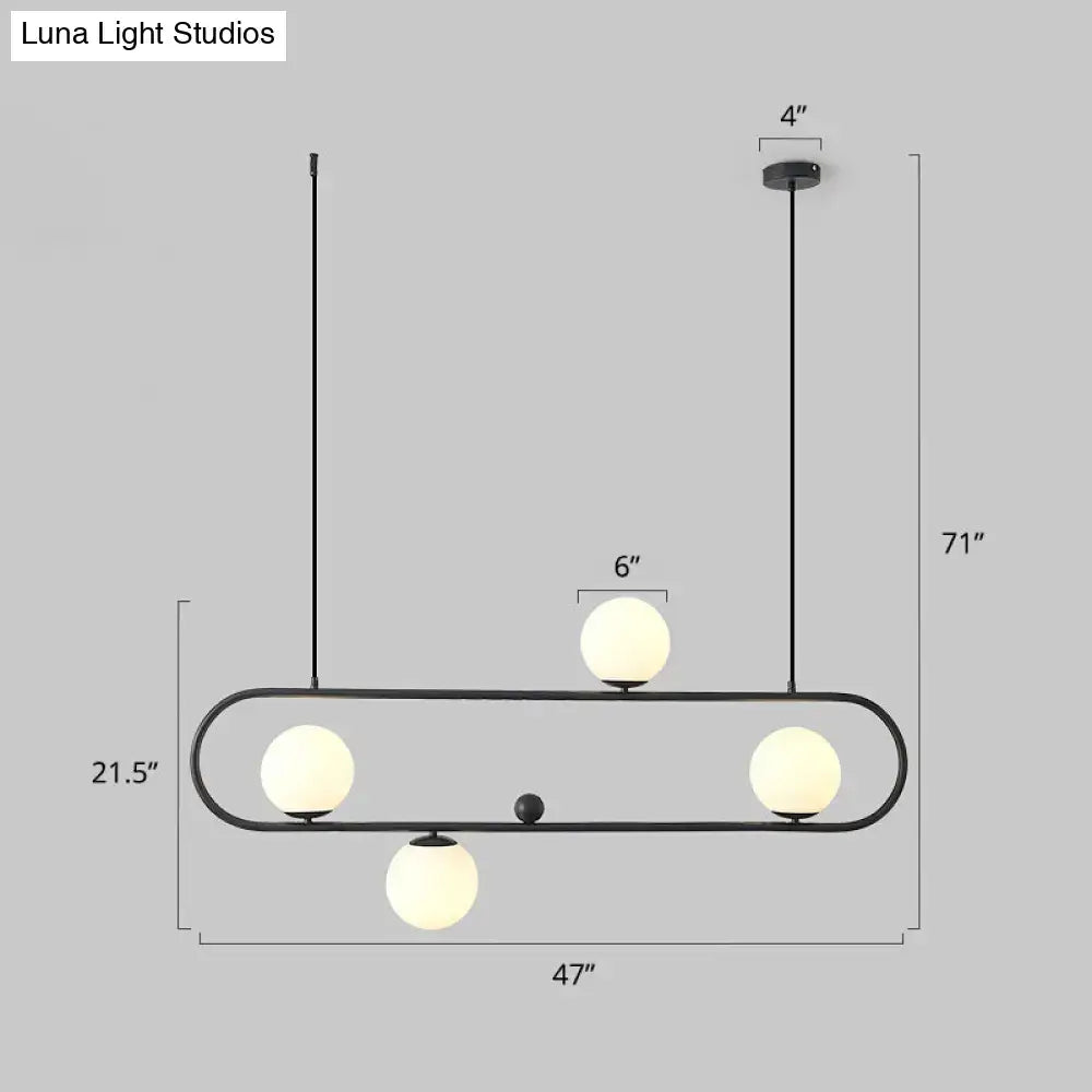 Modern black metal oblong island light – kitchen glass fixture