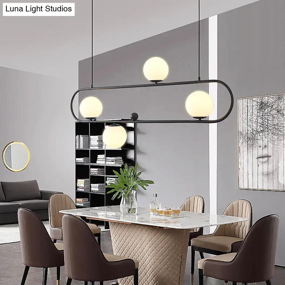 Modern black metal oblong island light – kitchen glass fixture