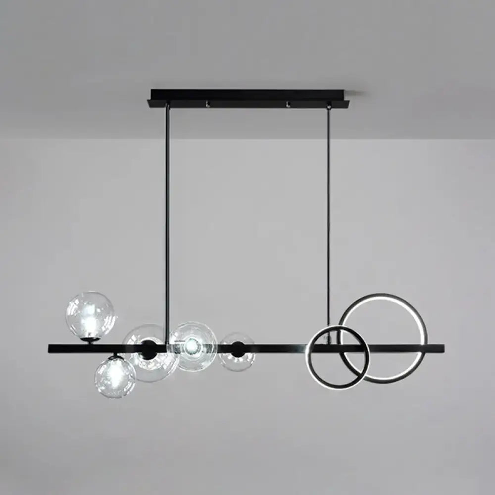 Modern black metal pendant light fixture dining room glass spheres
