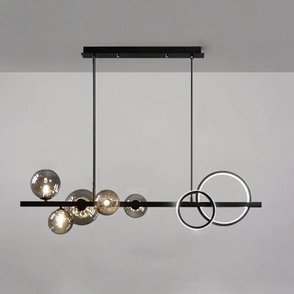 Modern black metal pendant light fixture dining room glass spheres