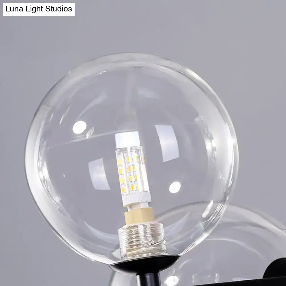 Modern black metal pendant light fixture dining room glass spheres