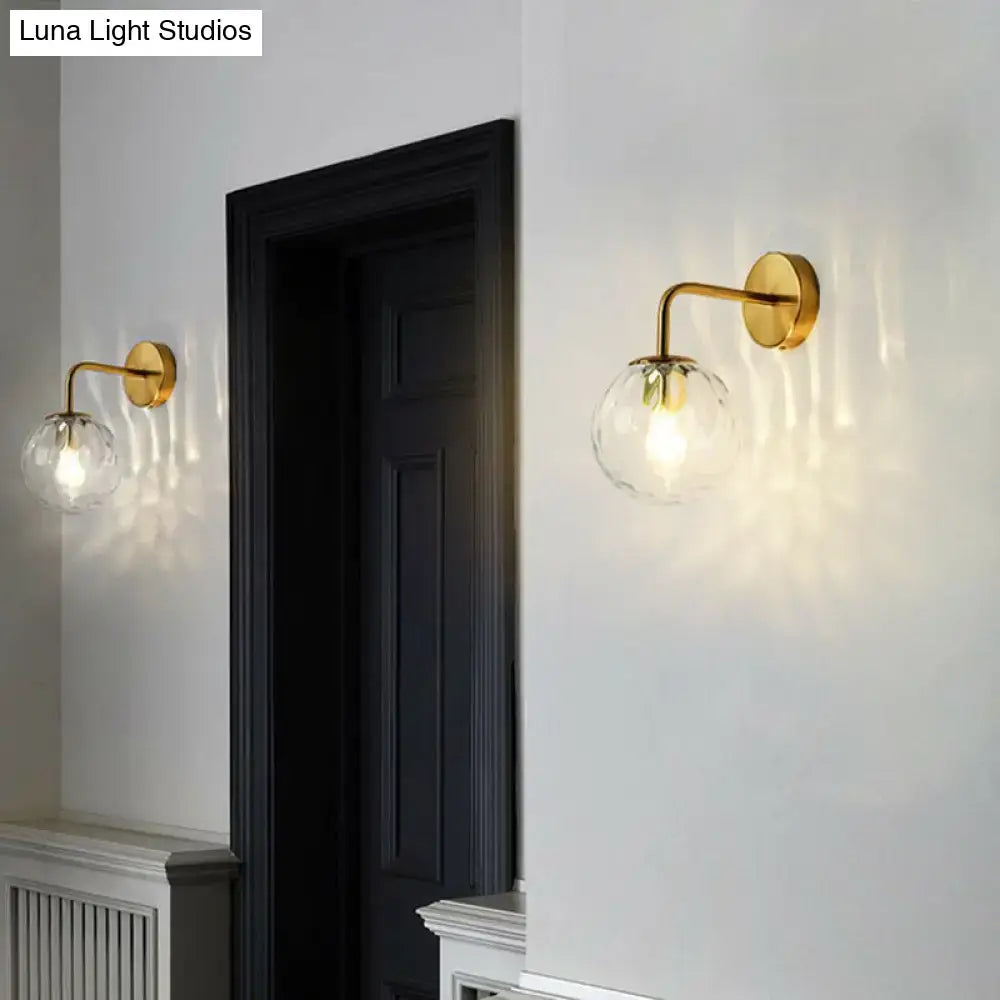 Modern black metal rippled glass wall mount light bedroom sconce