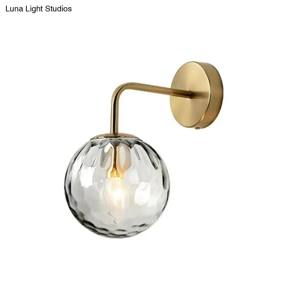 Modern black metal rippled glass wall mount light bedroom sconce