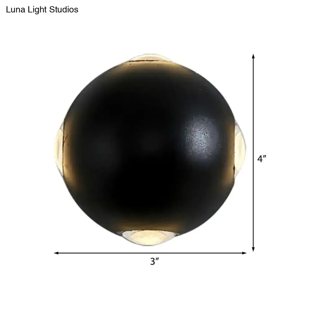Modern black metal wall light outdoor spherical sconce