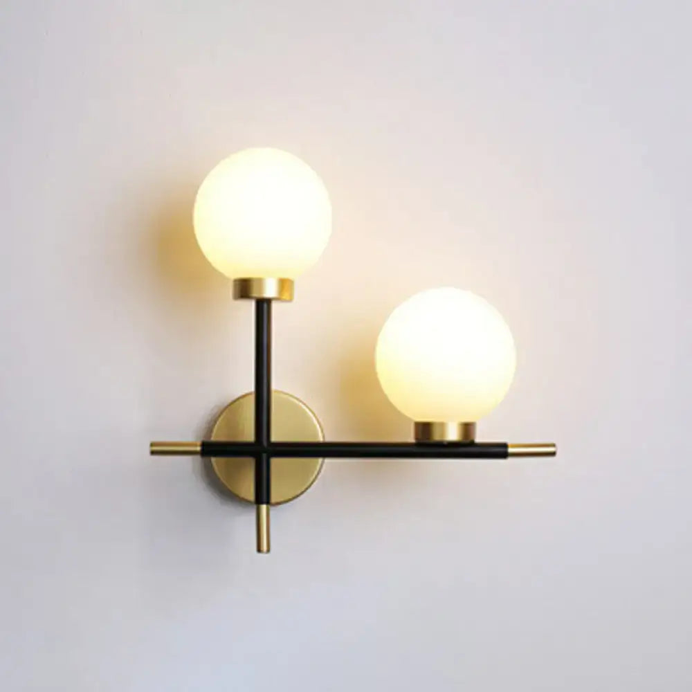 Modern black milk glass wall mount light fixture – foyer 2-light sconce