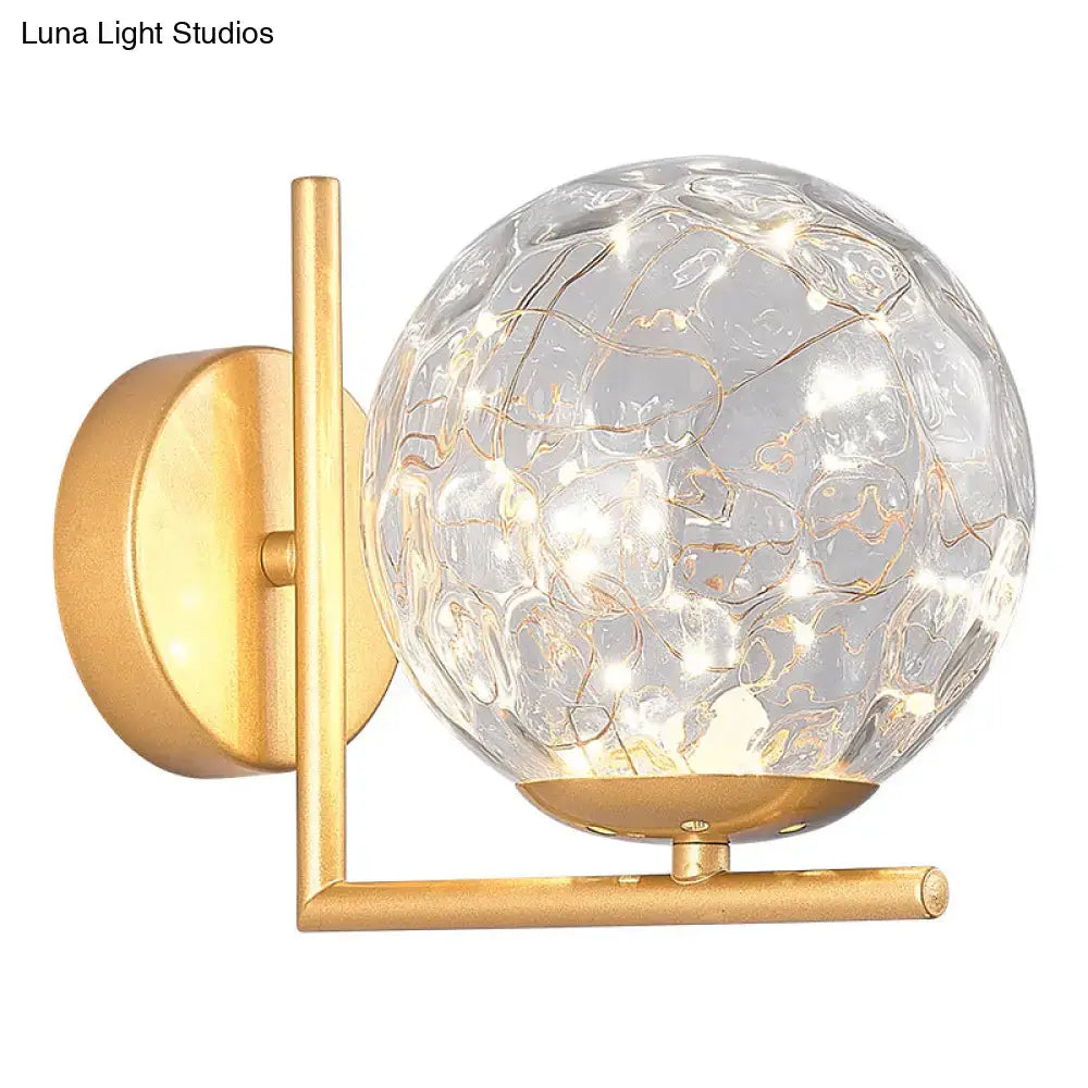 Modern black mini globe wall sconce bedroom fairy light fixture