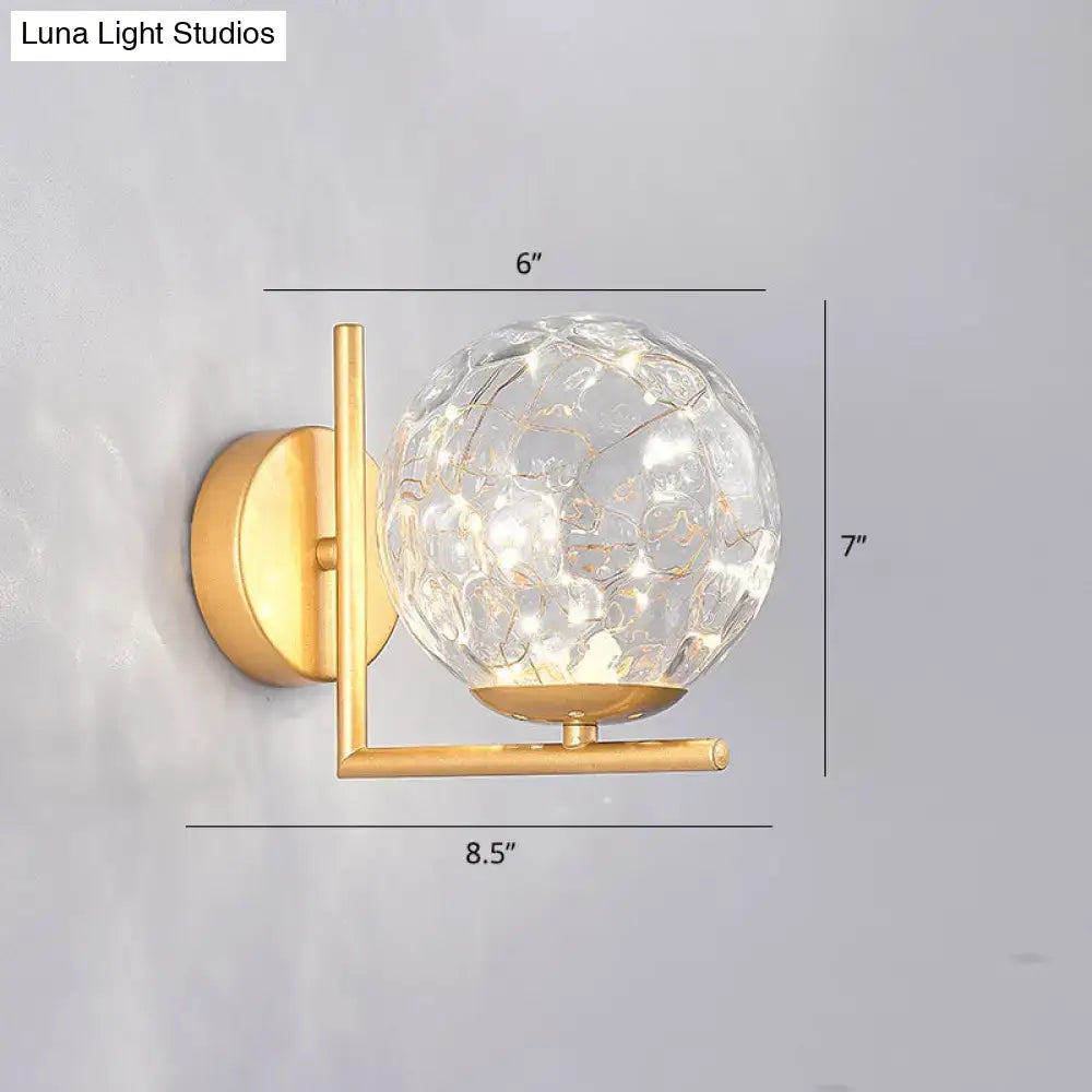 Modern black mini globe wall sconce bedroom fairy light fixture