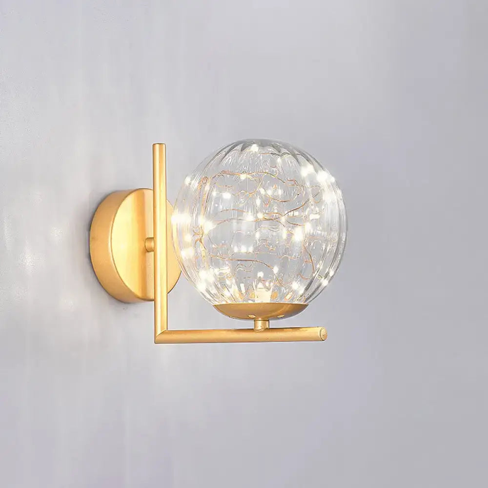 Modern black mini globe wall sconce bedroom fairy light fixture