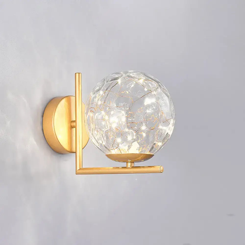 Modern black mini globe wall sconce bedroom fairy light fixture