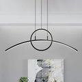 DecorBites modern black aluminum arch chandelier with sleek curved arc and ring design for 220v-240v bulb base use