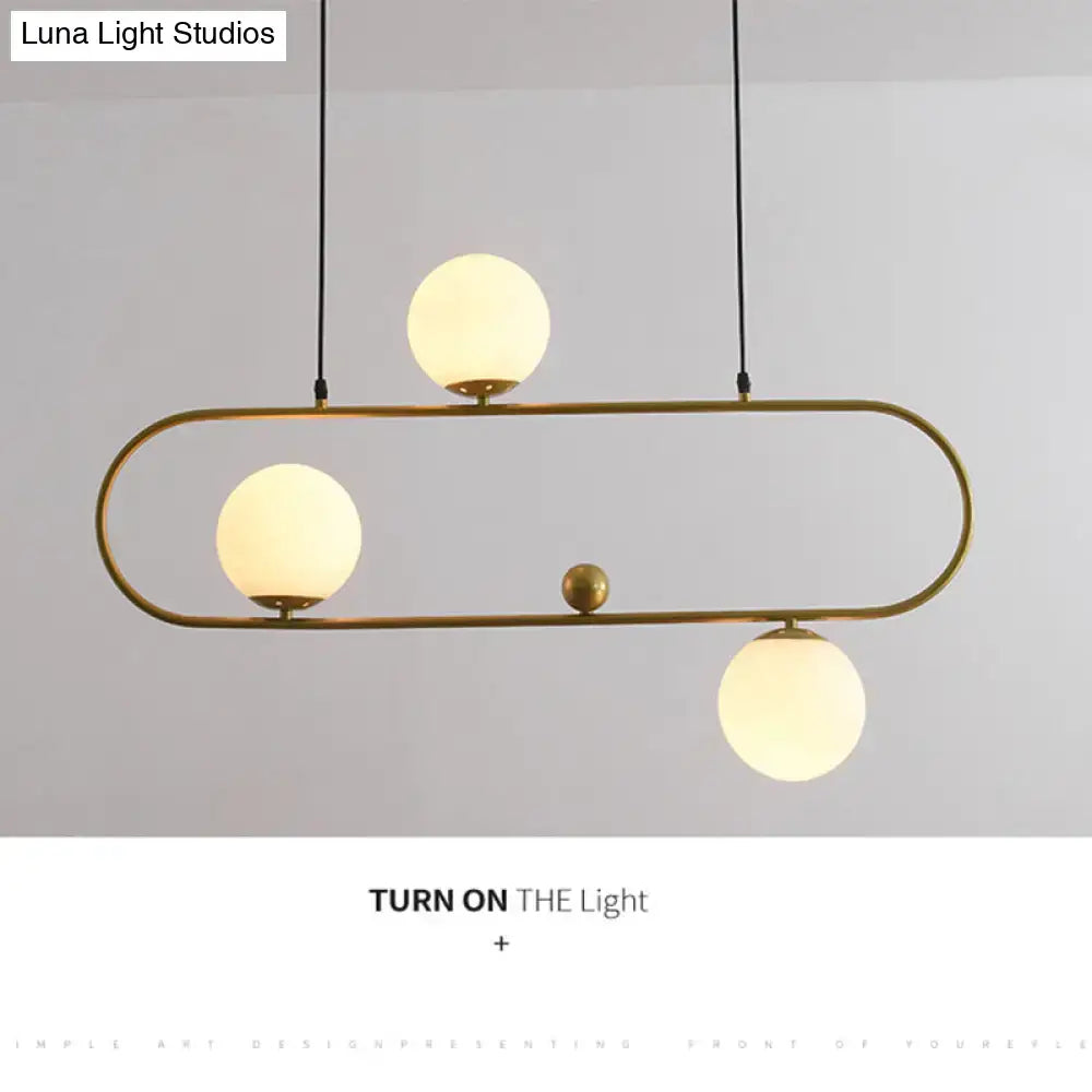 Modern black minimalist ellipse ceiling light with white globes living room