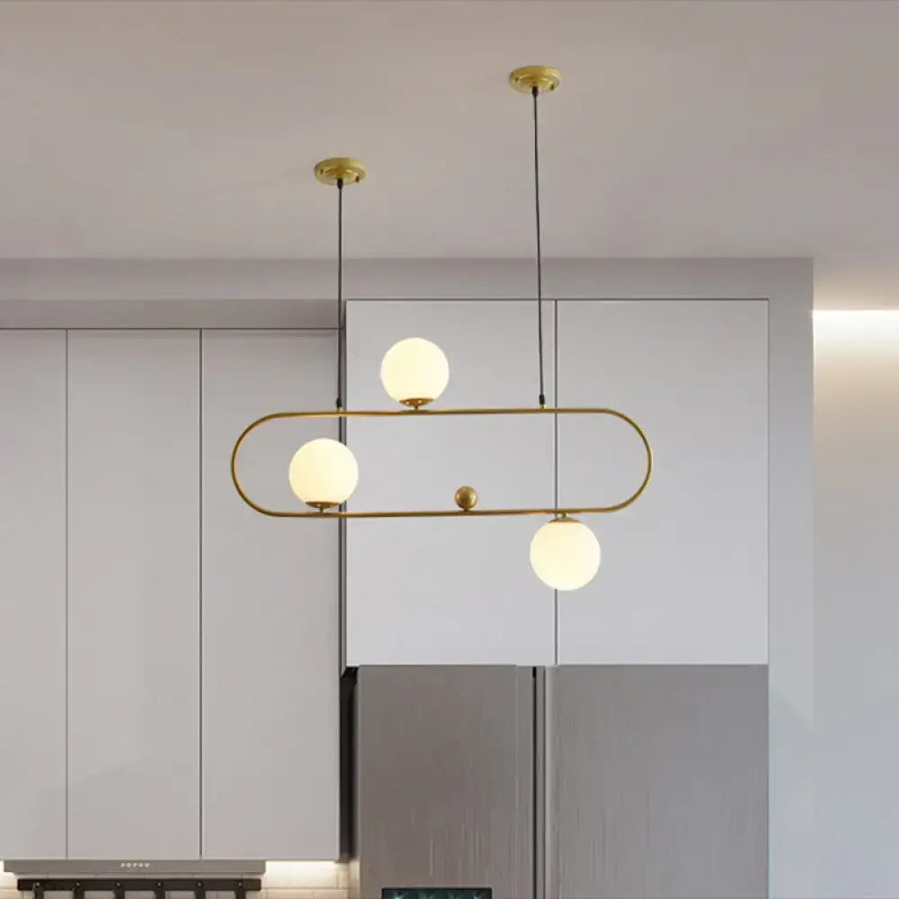 Modern black minimalist ellipse ceiling light with white globes living room