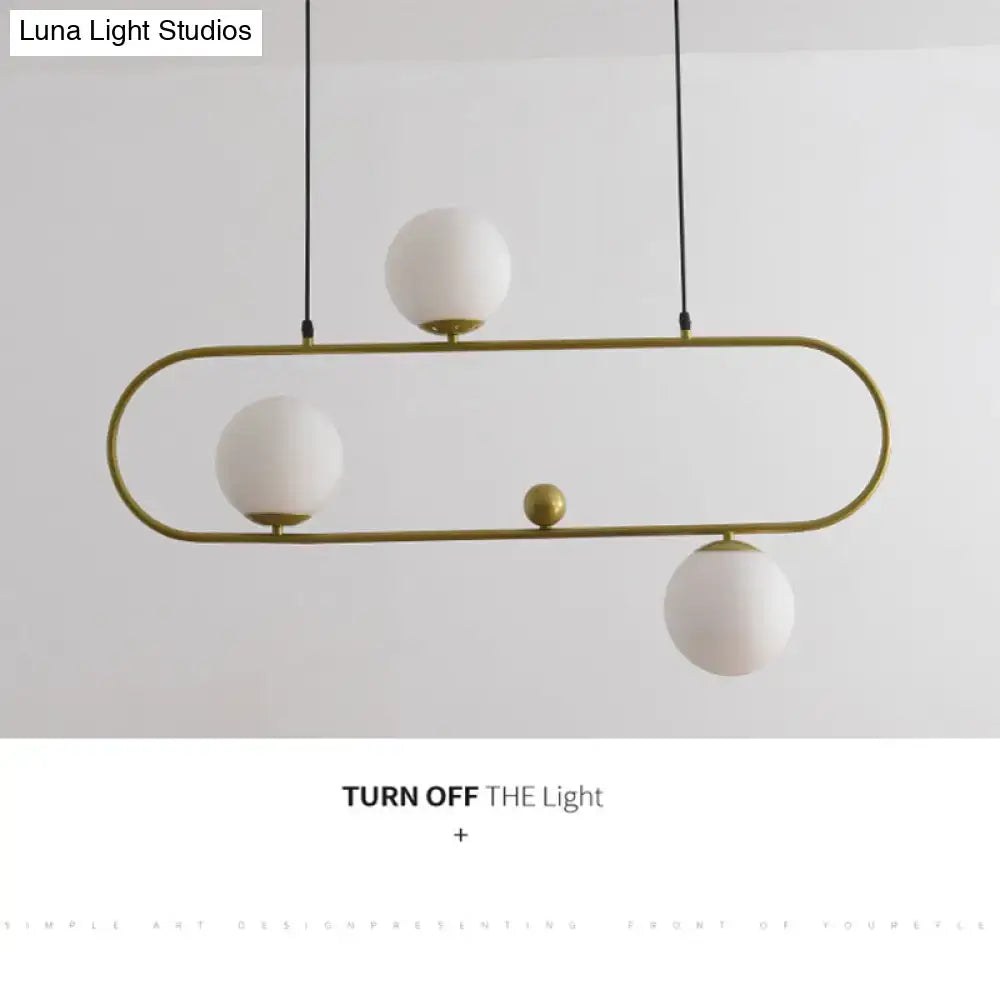 Modern black minimalist ellipse ceiling light with white globes living room