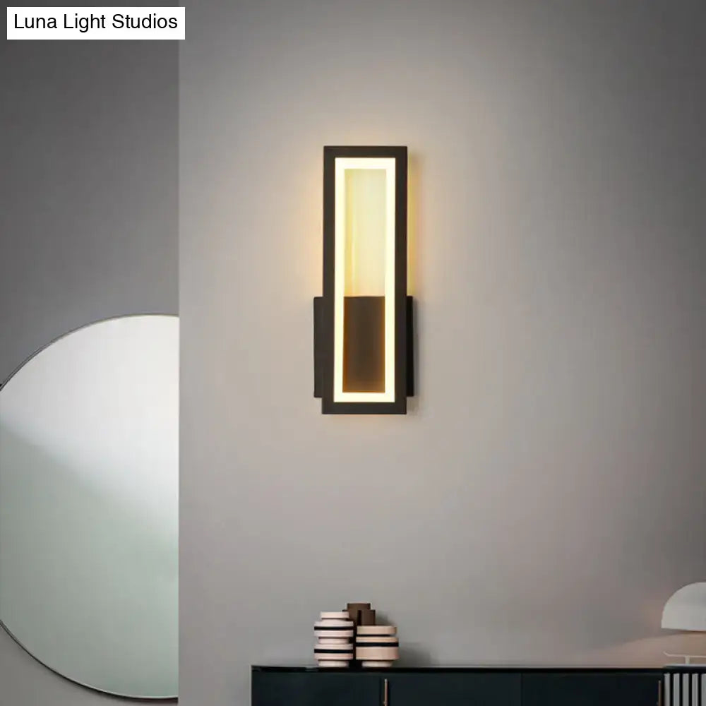 Modern black minimalist led wall sconce – foyer rectangular light