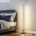 Modern black minimalist oval floor lamp bedroom warm white natural