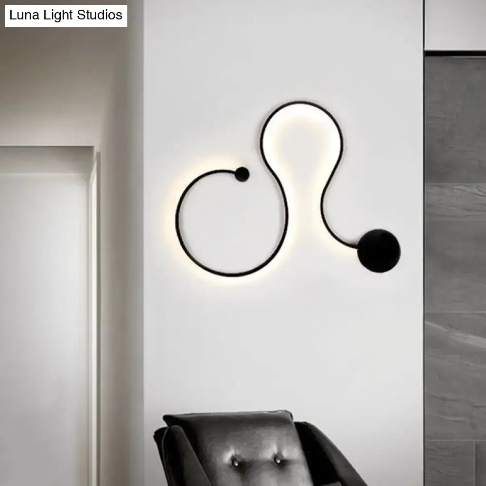 Modern black minimalist wall lamp – living room white light sconce