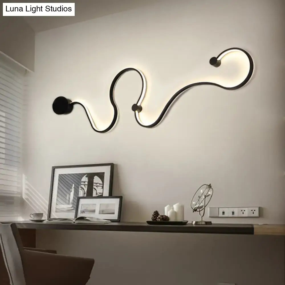 Modern black minimalist wall lamp – living room white light sconce