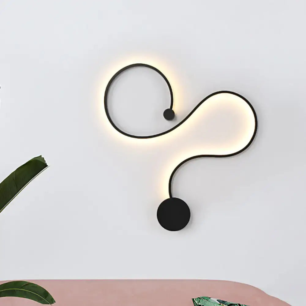 Modern black minimalist wall lamp – living room white light sconce