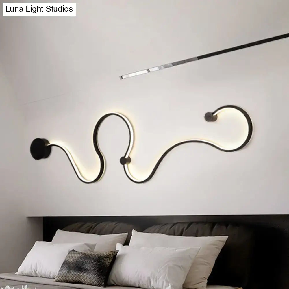 Modern black minimalist wall lamp – living room white light sconce