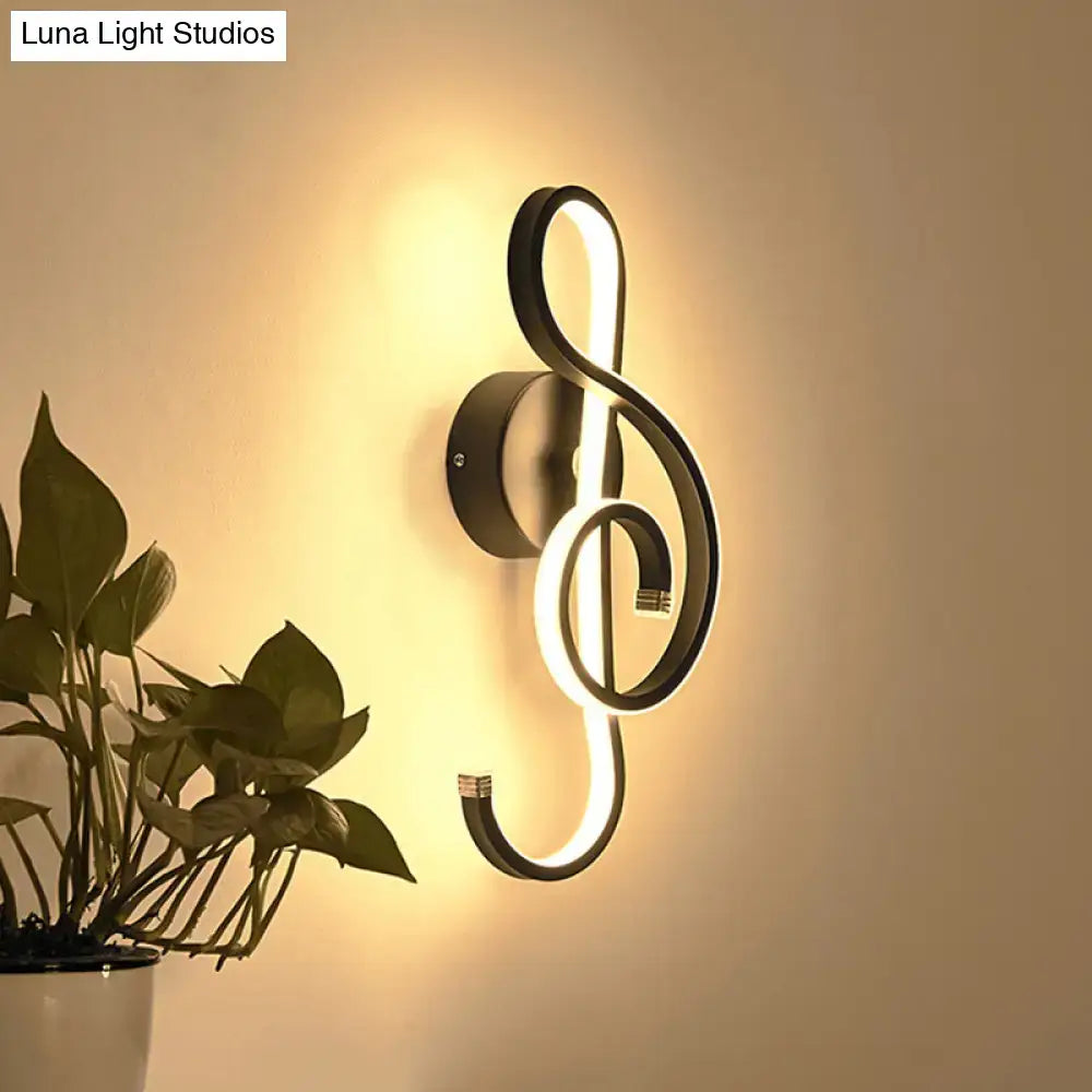 Modern black music note wall light – living room led sconce