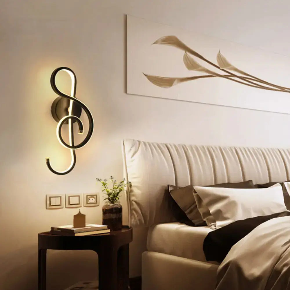 Modern black music note wall light – living room led sconce