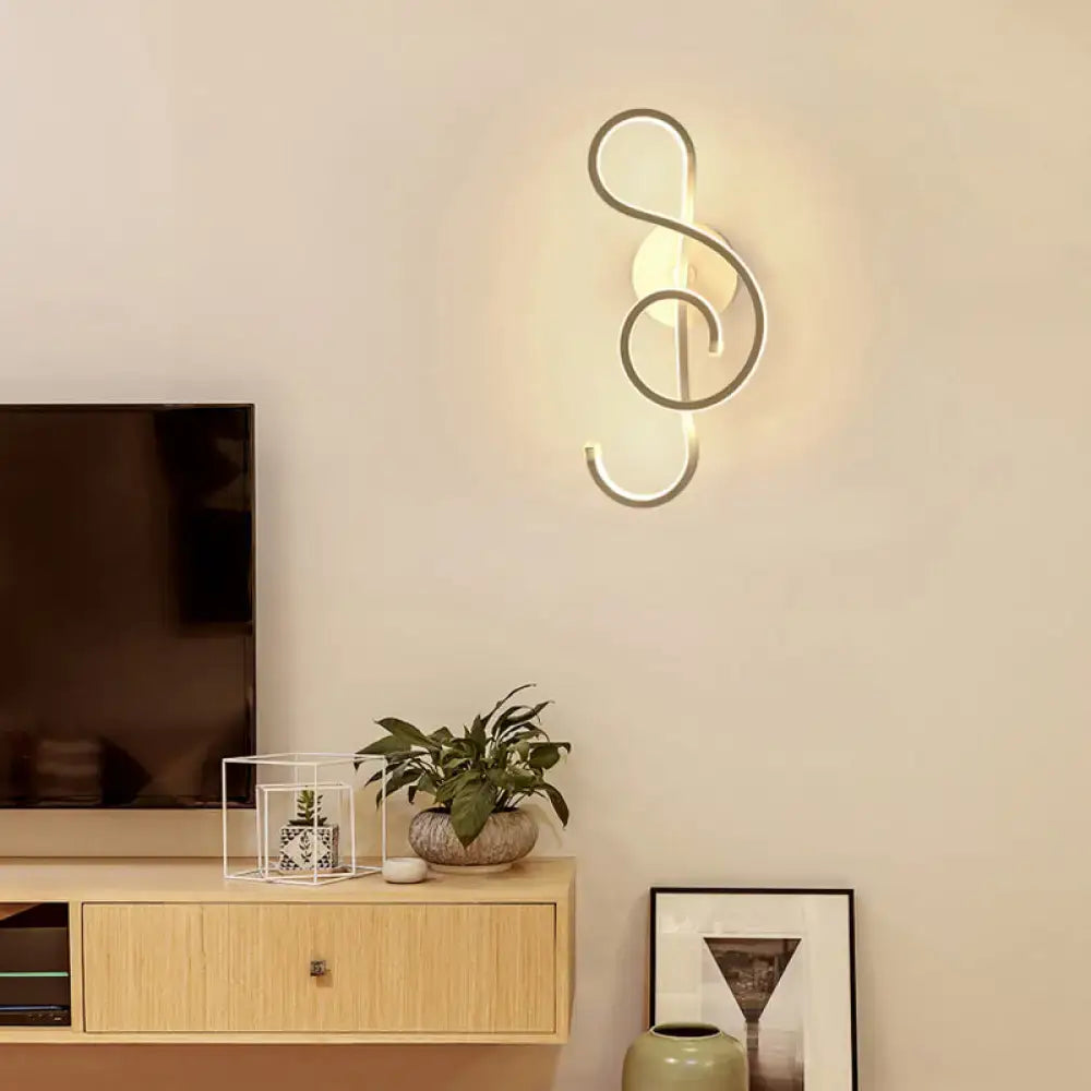 Modern black music note wall light – living room led sconce