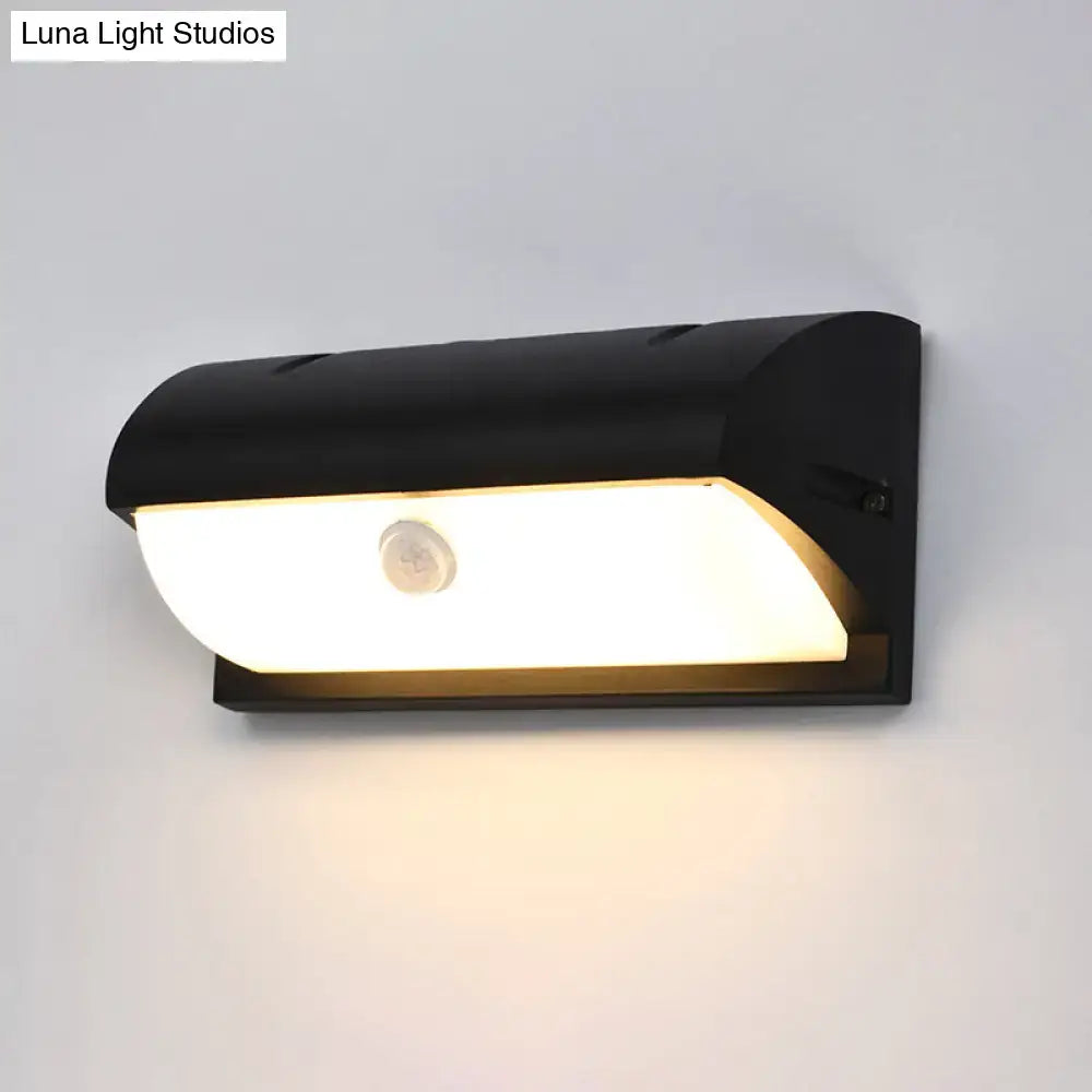Modern black outdoor led wall lamp rectangular frosted light