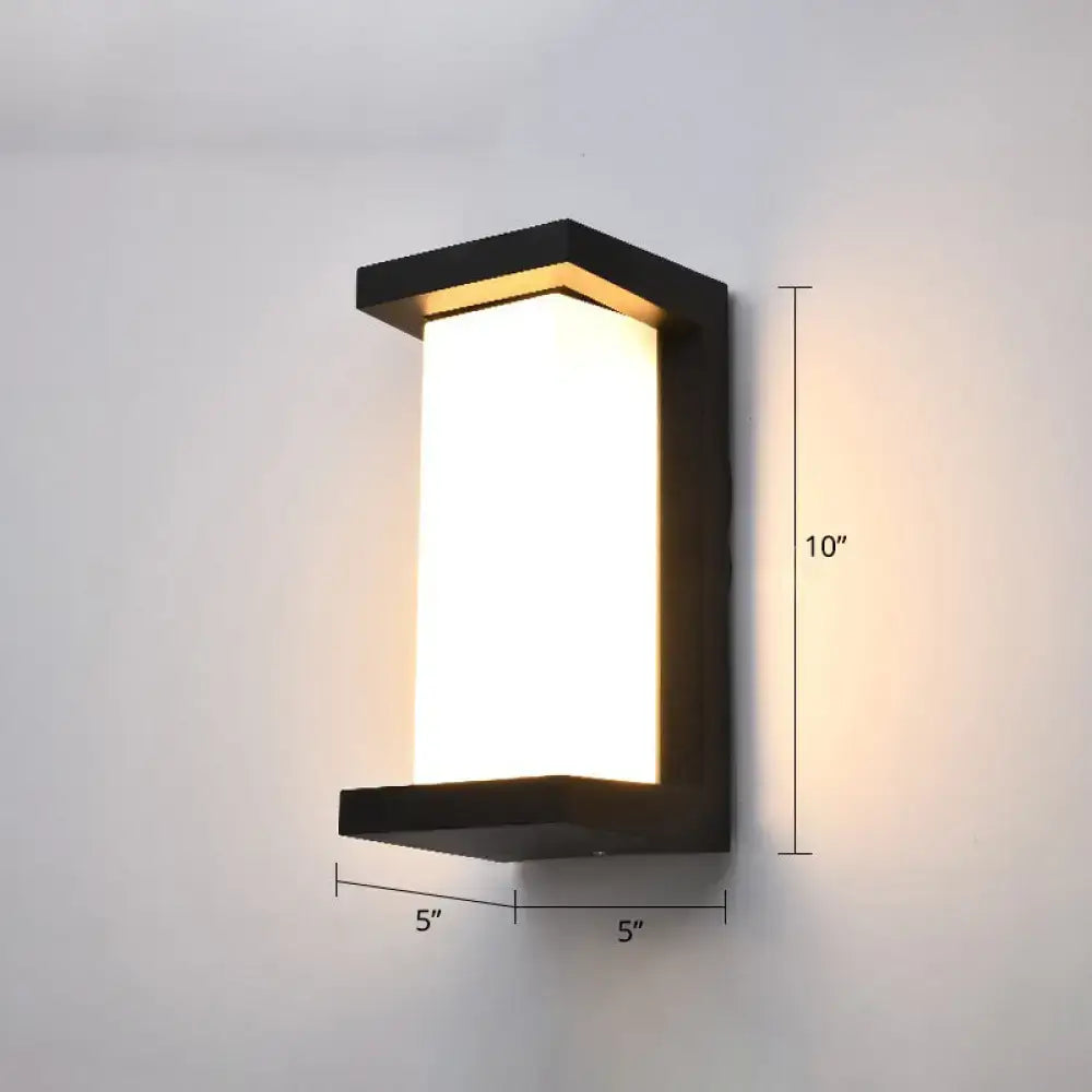 Modern black outdoor led wall lamp rectangular frosted light
