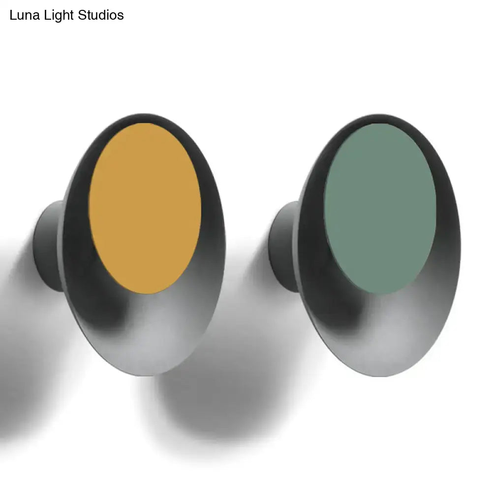Modern black & pink circle sconce light bedroom wall fixture