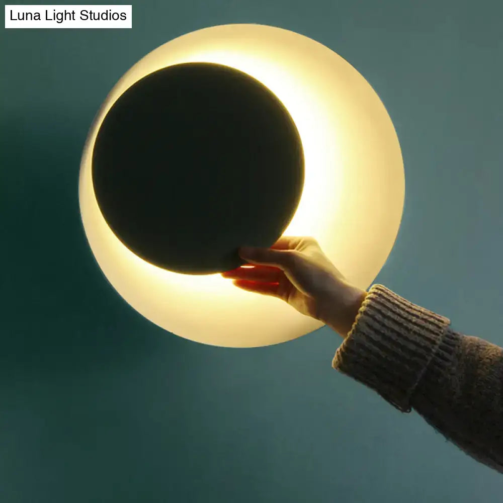 Modern black & pink circle sconce light bedroom wall fixture