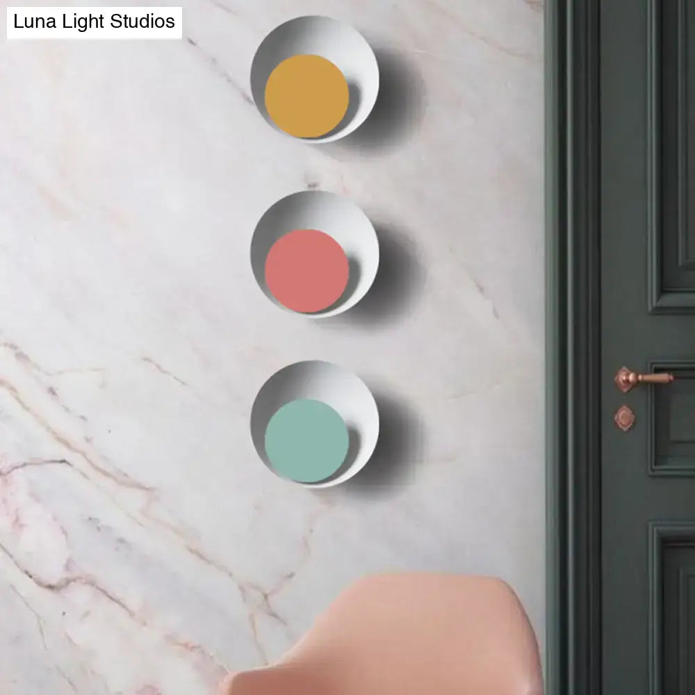 Modern black & pink circle sconce light bedroom wall fixture