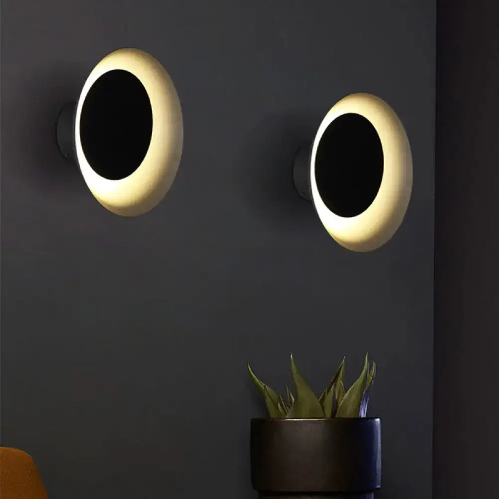 Modern black & pink circle sconce light bedroom wall fixture
