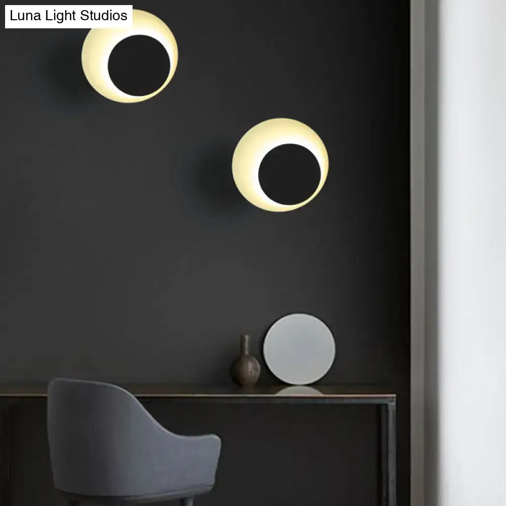 Modern black & pink circle sconce light bedroom wall fixture
