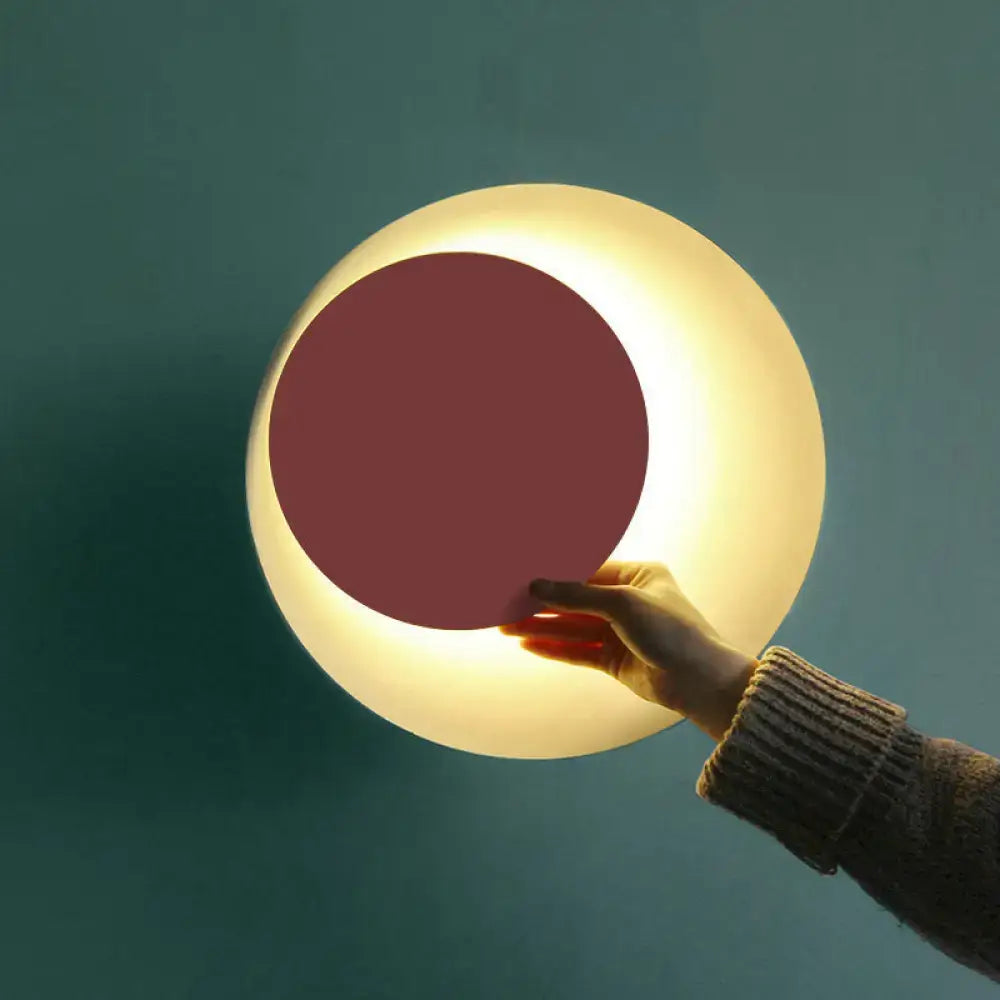 Modern black & pink circle sconce light bedroom wall fixture