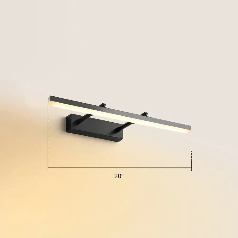 Modern black pivoting bar led wall mount lamp with sleek rectangular design and warm white light for bedroom vanity use