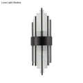 Modern black prism crystal wall light with clear glass and sleek radial design for living room sconce lighting