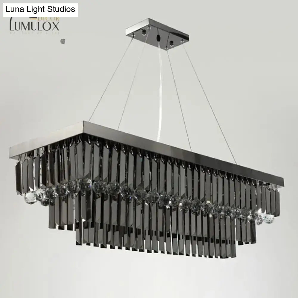 Modern black rectangle crystal chandelier dining room hanging light
