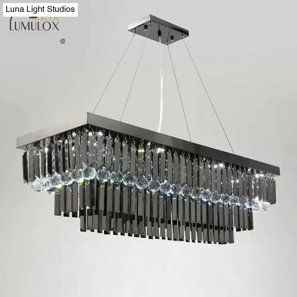 Modern black rectangle crystal chandelier dining room hanging light
