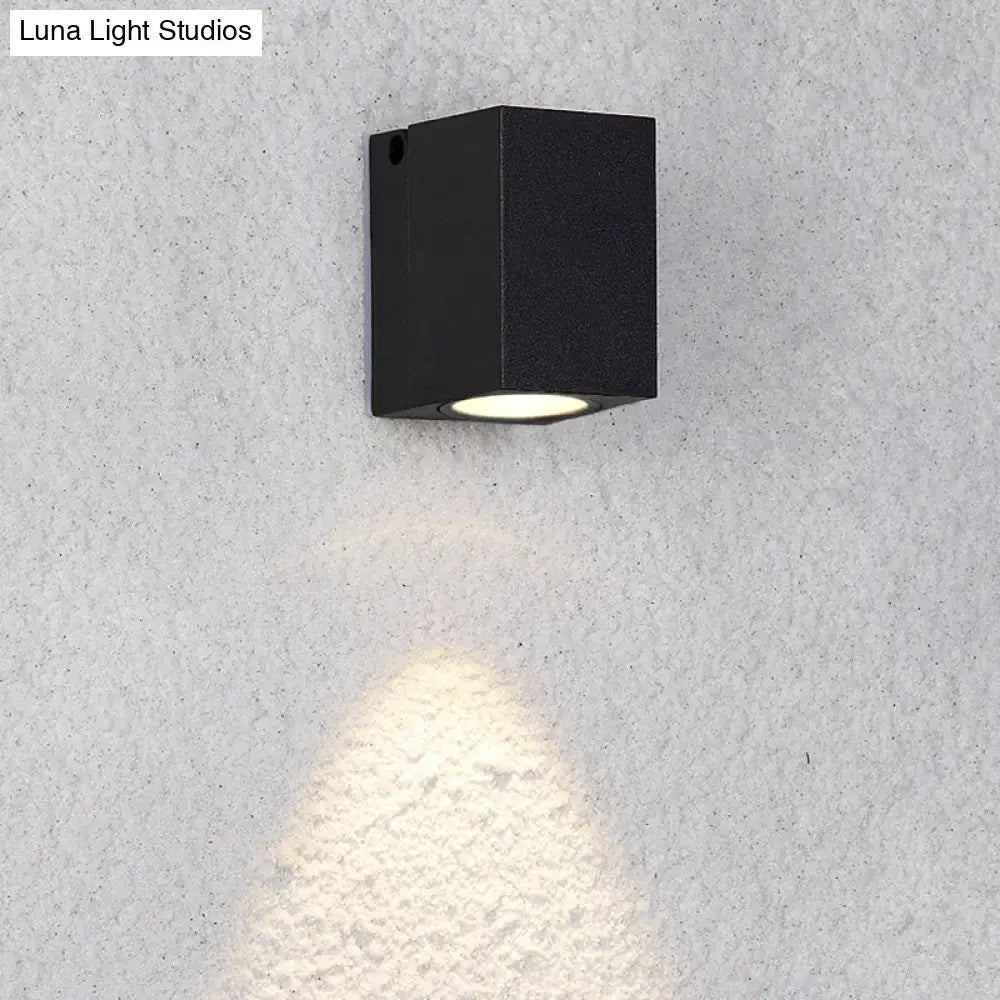 Modern black rectangular mini led wall sconce patio light